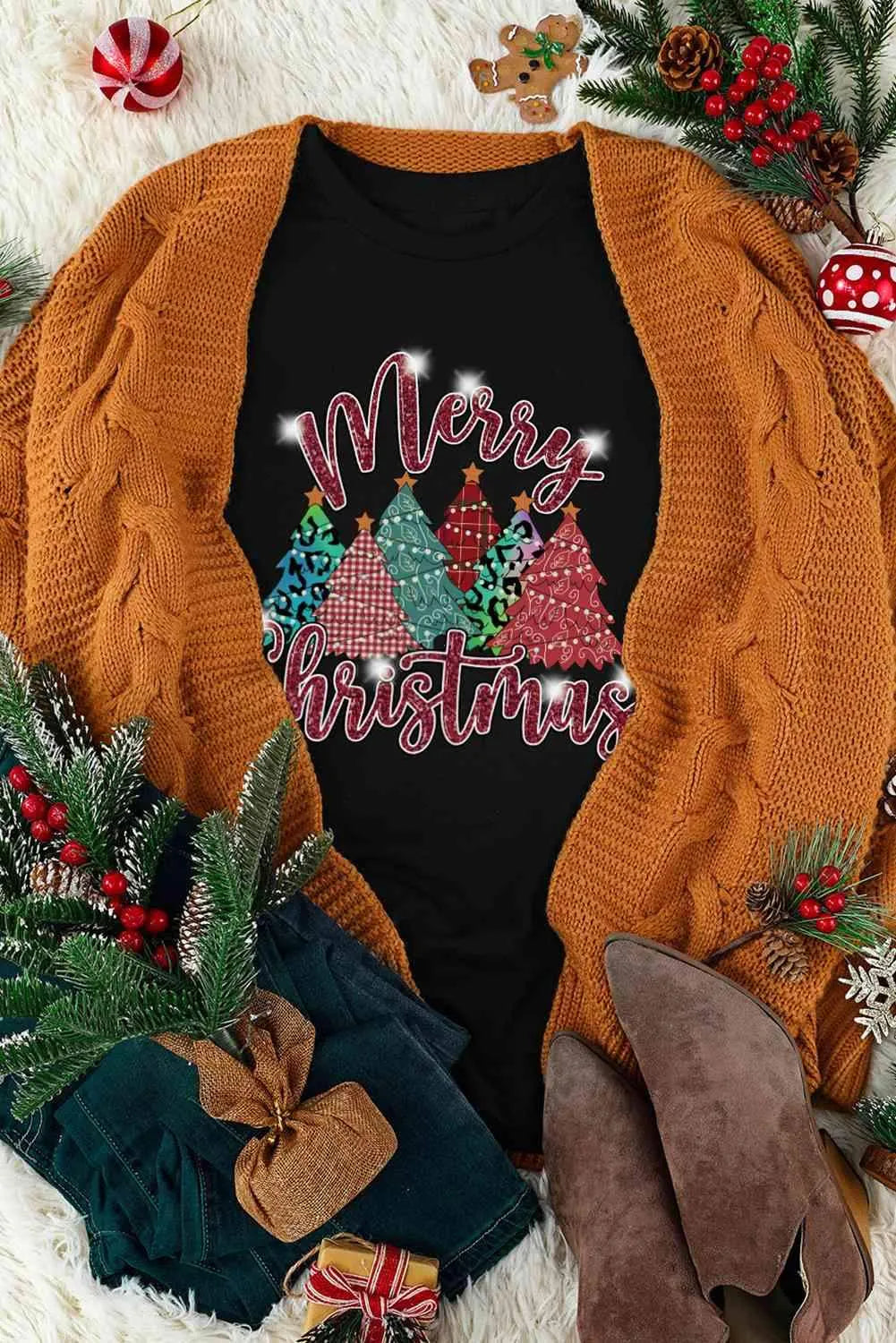 MERRY CHRISTMAS Graphic T-Shirt Women's T-Shirts - Tophatter Daily Deals