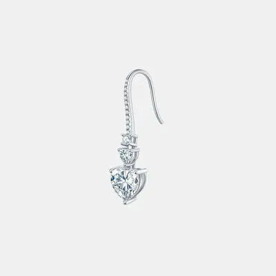 5.44 Carat 925 Sterling Silver Moissanite Heart Drop Earrings Moissanite - Tophatter Daily Deals