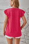 Swiss Dot Ruffled Cap Sleeve T-Shirt Women's T-Shirts - Tophatter Daily Deals