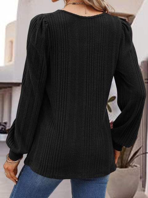 Square Neck Long Sleeve Top Blouses - Tophatter Daily Deals