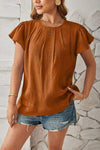 Round Neck Keyhole Cap Sleeve T-Shirt Women's T-Shirts - Tophatter Daily Deals