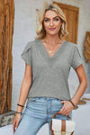 V-Neck Petal Sleeve T-Shirt Women's T-Shirts - Tophatter Daily Deals