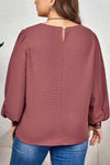 Plus Size Round Neck Puff Sleeve Top Blouses - Tophatter Daily Deals