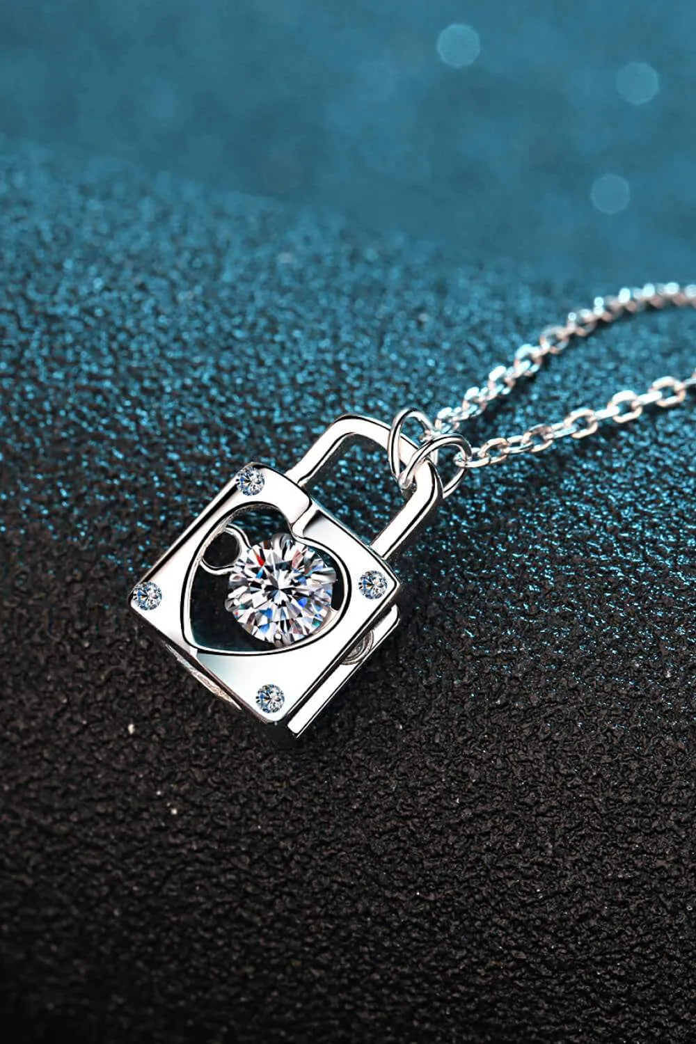 Adored Moissanite Lock Pendant Necklace Moissanite - Tophatter Daily Deals