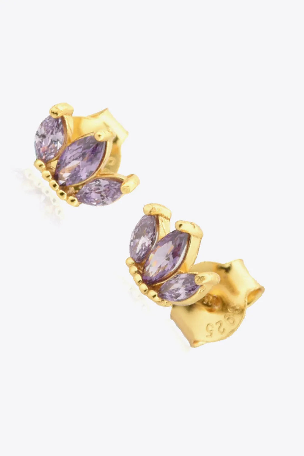 925 Sterling Silver Zircon Decor Stud Earrings Earrings - Tophatter Daily Deals
