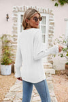 Eyelet V-Neck Smocked Flounce Sleeve Blouse Blouses - Tophatter Daily Deals