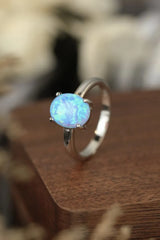 925 Sterling Silver Opal Solitaire Ring Opal - Tophatter Daily Deals