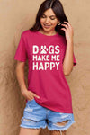 Simply Love Full Size DOGS MAKE ME HAPPY Graphic Cotton T-Shirt Women's T-Shirts - Tophatter Daily Deals