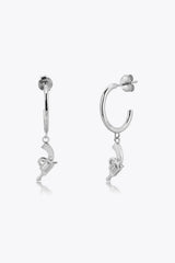 925 Sterling Silver C-Hoop Gun Drop Earrings Silver One Size Earrings - Tophatter Daily Deals