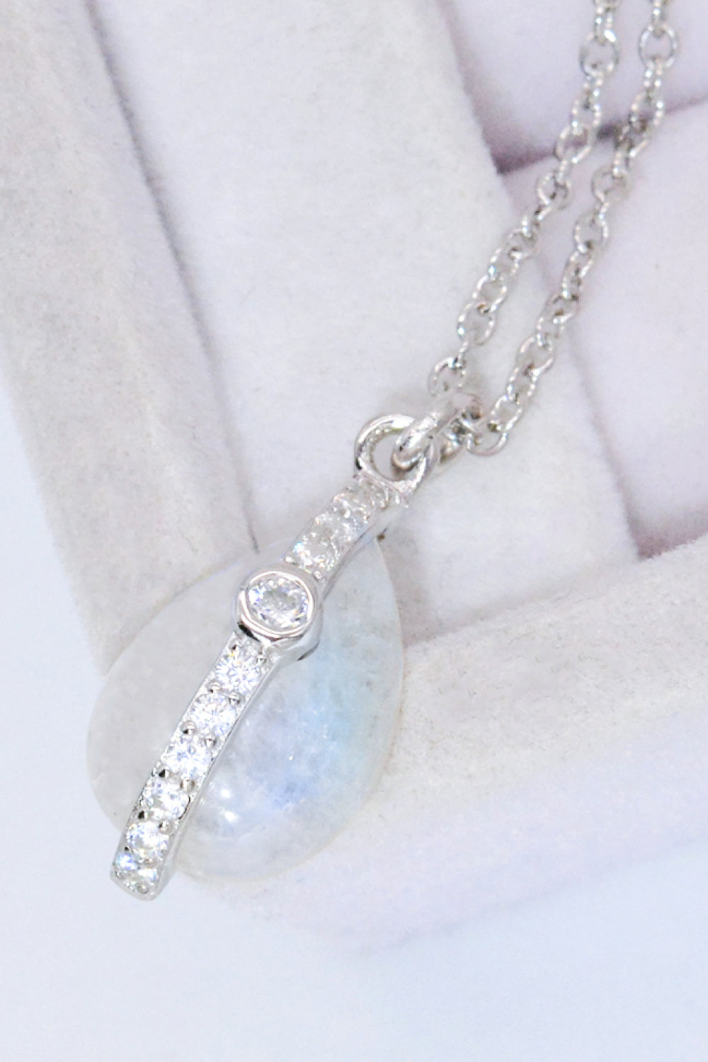 Natural Moonstone and Zircon Pendant Necklace Moonstone - Tophatter Daily Deals