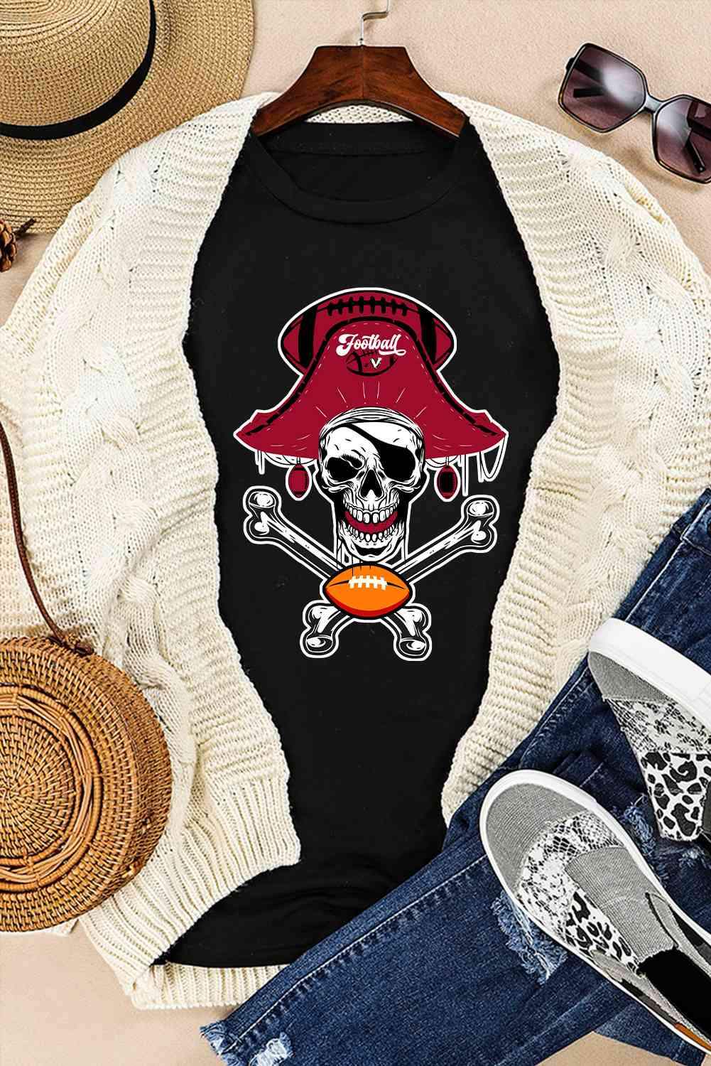 Skeleton Graphic Short Sleeve T-Shirt Women's T-Shirts - Tophatter Daily Deals