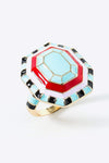 18K Gold Plated Multicolored Ring Sky Blue Red One Size Rings - Tophatter Daily Deals