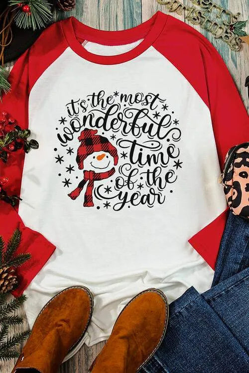 Graphic Round Neck Long Sleeve T-Shirt Women's T-Shirts - Tophatter Daily Deals