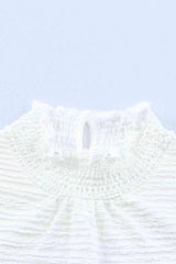 Frill Trim Balloon Sleeve Textured Blouse Blouses - Tophatter Daily Deals