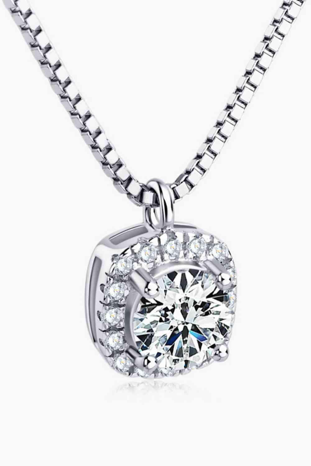 Moissanite Pendant Platinum-Plated Necklace Silver One Size Moissanite - Tophatter Daily Deals