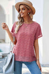 Swiss Dot Round Neck Blouse Light Mauve Blouses - Tophatter Daily Deals