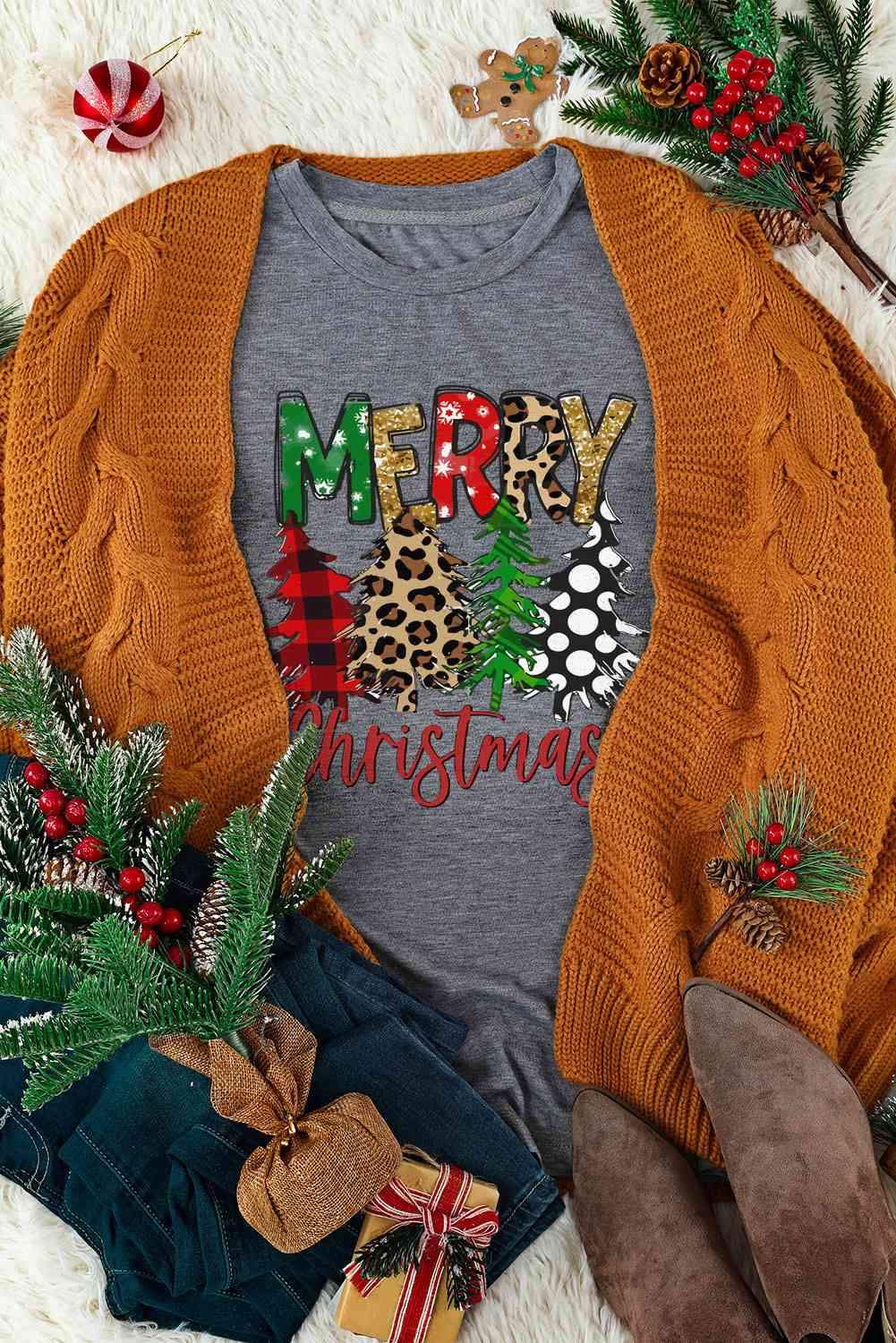 MERRY CHRISTMAS Graphic T-Shirt Women's T-Shirts - Tophatter Daily Deals