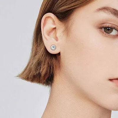 Moissanite 925 Sterling Silver Stud Earrings Silver One Size Moissanite - Tophatter Daily Deals