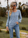 Round Neck Button-Down Long Sleeve Tee Women's T-Shirts - Tophatter Daily Deals