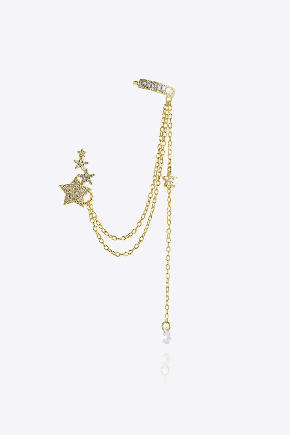 Zircon Star 925 Sterling Silver Single Earring Gold One Size Earrings - Tophatter Daily Deals