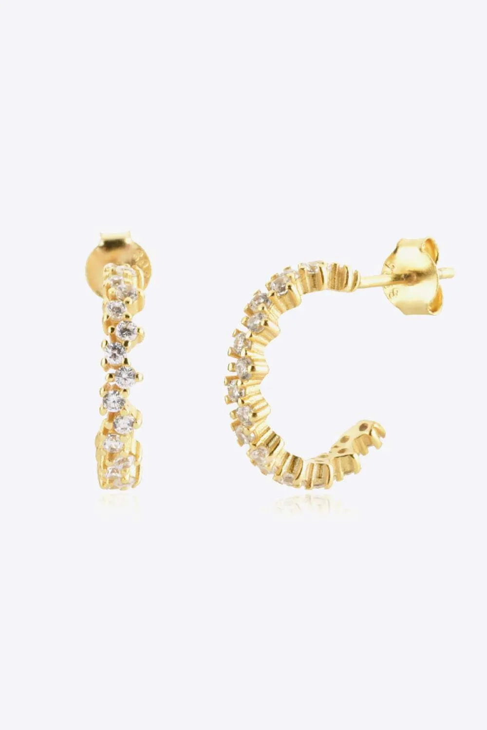 Inlaid Zircon C-Hoop Earrings White One Size Earrings - Tophatter Daily Deals