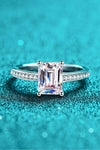 925 Sterling Silver Side Stone Moissanite Ring - Tophatter Deals