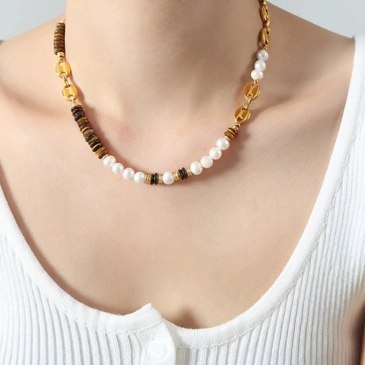 18K Gold-Plated Titanium Steel Necklace Necklaces - Tophatter Daily Deals
