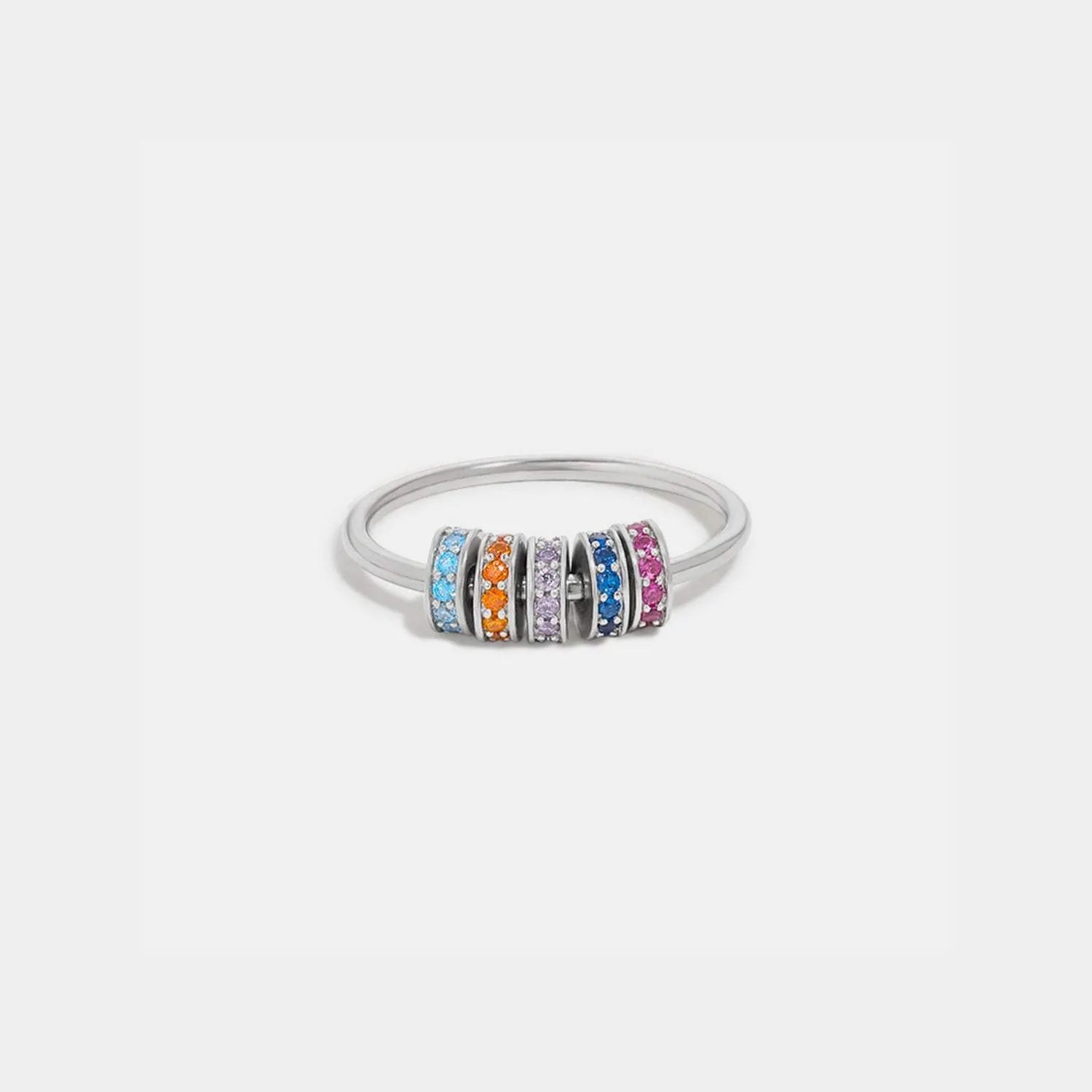 Inlaid Zircon 925 Sterling Silver Ring Silver Multicolor Rings - Tophatter Daily Deals