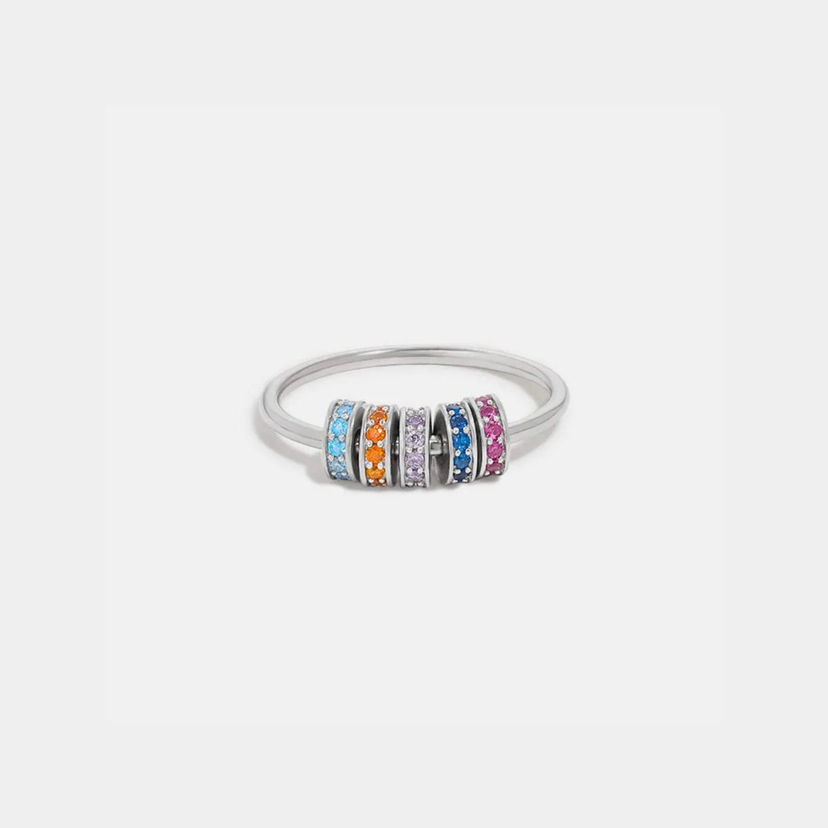 Inlaid Zircon 925 Sterling Silver Ring Silver Multicolor Rings - Tophatter Daily Deals