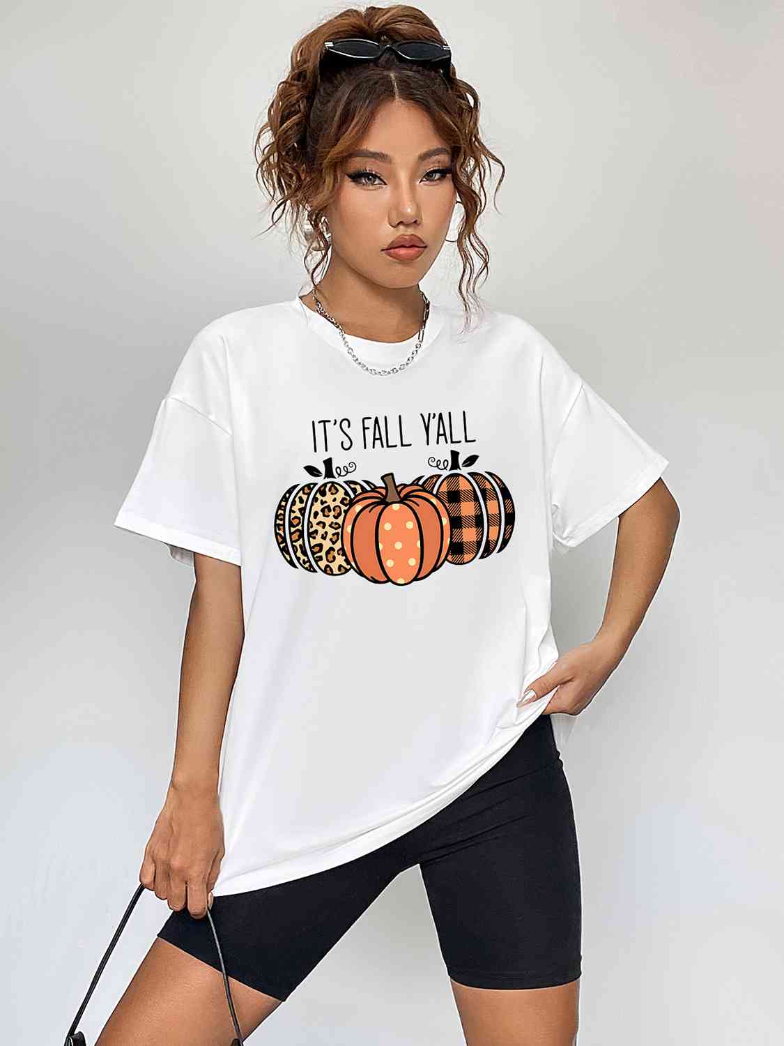 IT'S FALL Y'ALL Graphic T-Shirt White Women's T-Shirts - Tophatter Daily Deals