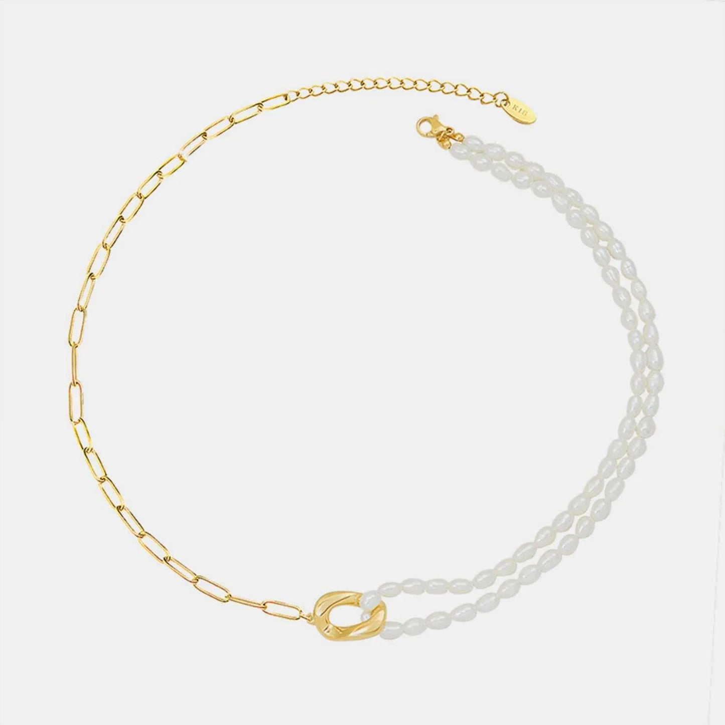 18K Gold-Plated Titanium Steel Pearl Necklace Necklaces - Tophatter Daily Deals
