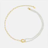 18K Gold-Plated Titanium Steel Pearl Necklace Necklaces - Tophatter Daily Deals