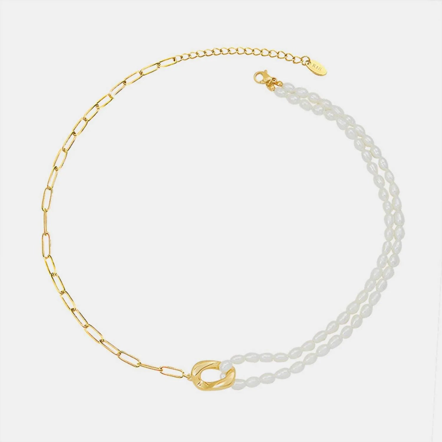 18K Gold-Plated Titanium Steel Pearl Necklace Necklaces - Tophatter Daily Deals