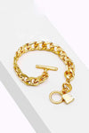 Lock Charm Toggle Clasp Bracelet Gold One Size Bracelets - Tophatter Daily Deals