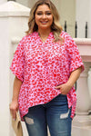 Plus Size Printed Notched Neck Half Sleeve Top Women's T-Shirts - Tophatter Daily Deals