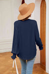 Notched Neck Flounce Sleeve Blouse Blouses - Tophatter Daily Deals