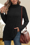 Turtleneck High Low Top Blouses - Tophatter Daily Deals