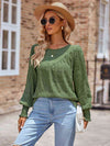 Round Neck Lantern Sleeve Blouse Blouses - Tophatter Daily Deals