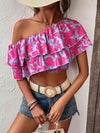 Layered One Shoulder Cropped Blouse Blouses - Tophatter Daily Deals