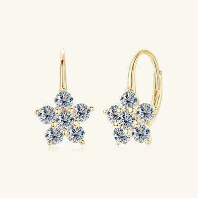1.2 Carat 925 Sterling Silver Moissanite Flower Huggie Earrings Moissanite - Tophatter Daily Deals