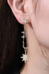 Inlaid Pearl Star and Moon Drop Earrings Earrings - Tophatter Daily Deals