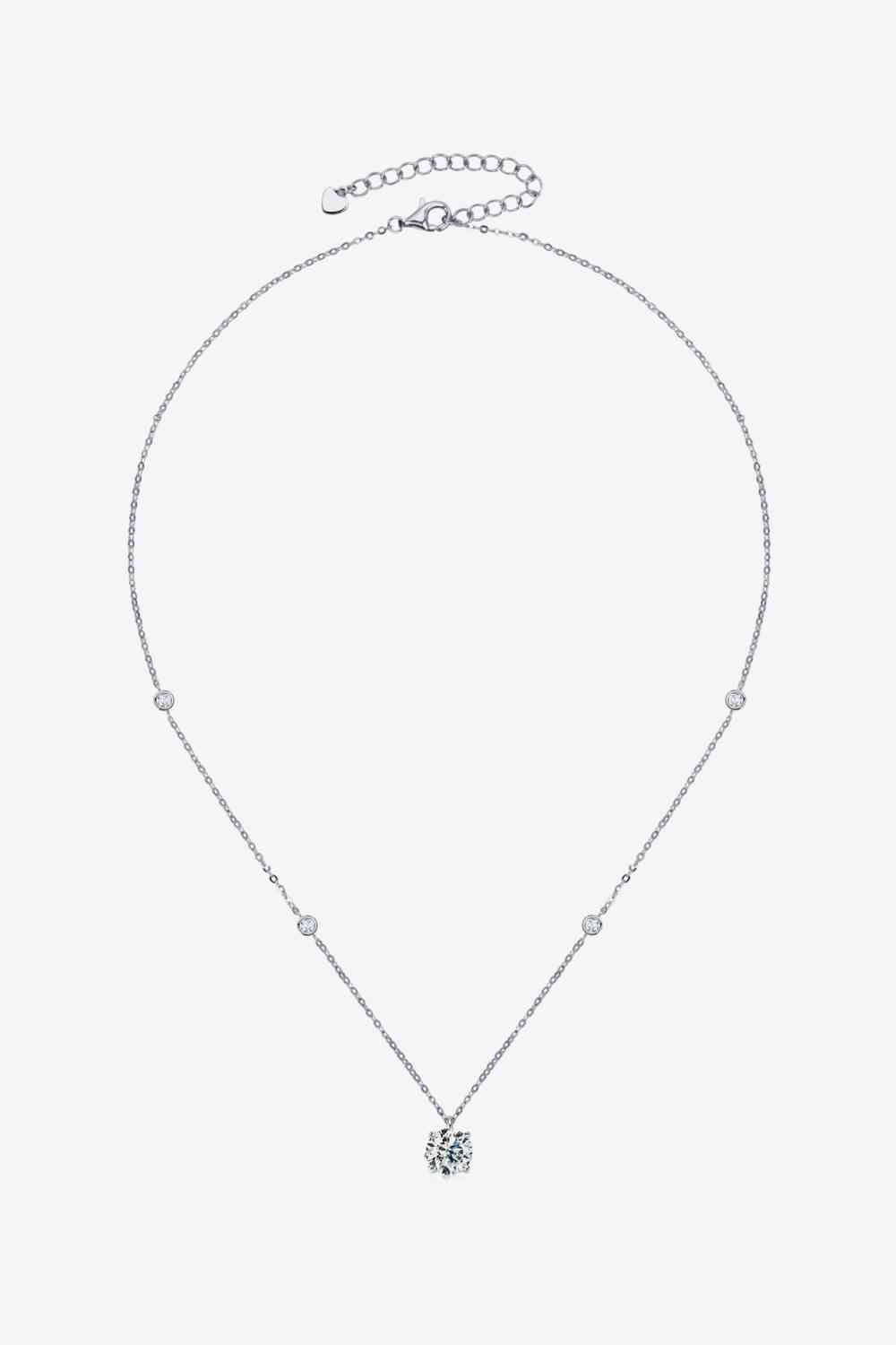 2 Carat Moissanite 4-Prong 925 Sterling Silver Necklace Moissanite - Tophatter Daily Deals