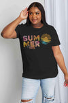 Simply Love Full Size SUMMER VIBES Graphic Cotton Tee Women's T-Shirts - Tophatter Daily Deals