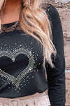 Heart Graphic Openwork Round Neck Blouse Blouses - Tophatter Daily Deals