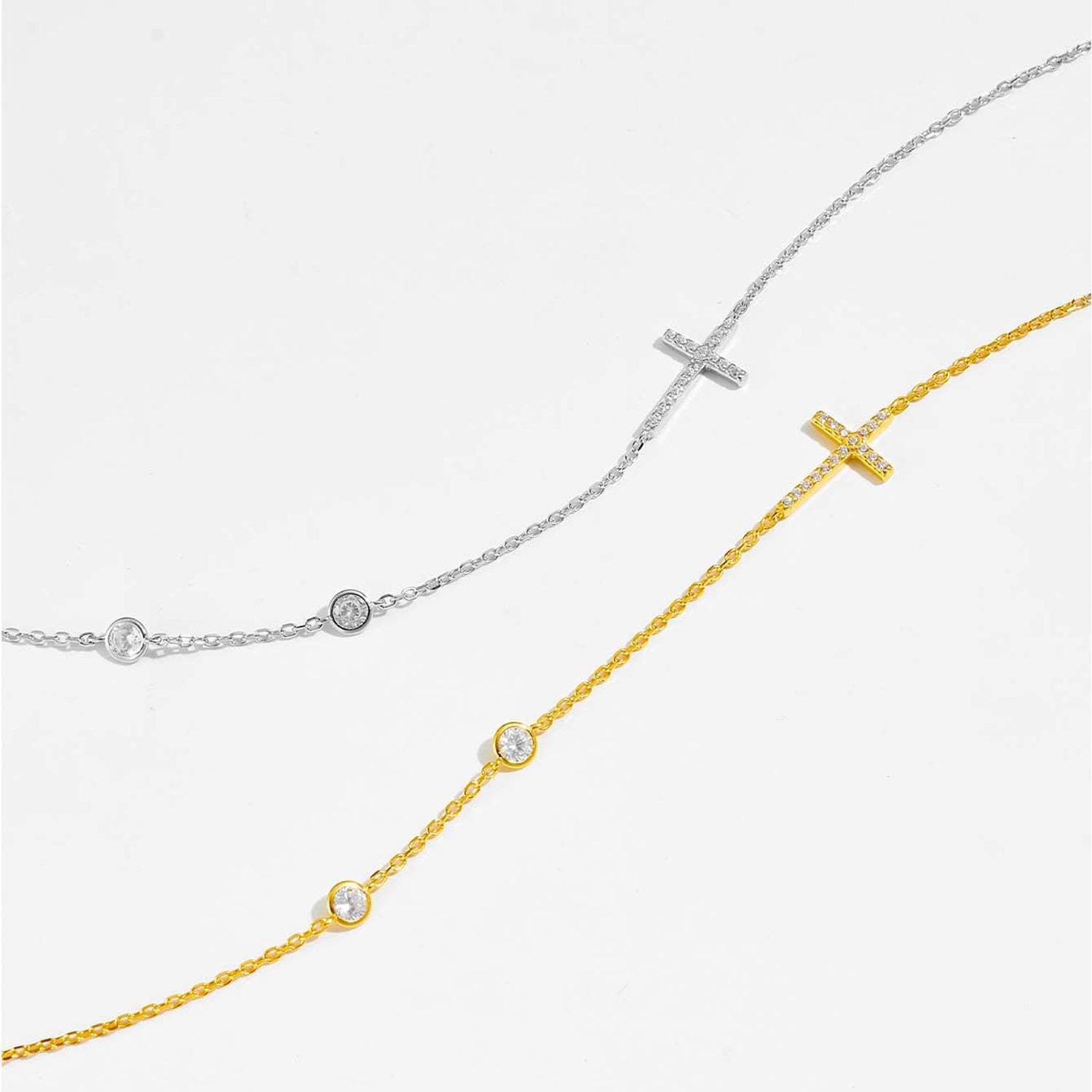 Zircon 925 Sterling Silver Cross Necklace Necklaces - Tophatter Daily Deals