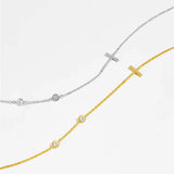Zircon 925 Sterling Silver Cross Necklace Necklaces - Tophatter Daily Deals