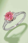 1 Carat Moissanite 4-Prong 925 Sterling Silver Ring Deep Rose Moissanite - Tophatter Daily Deals