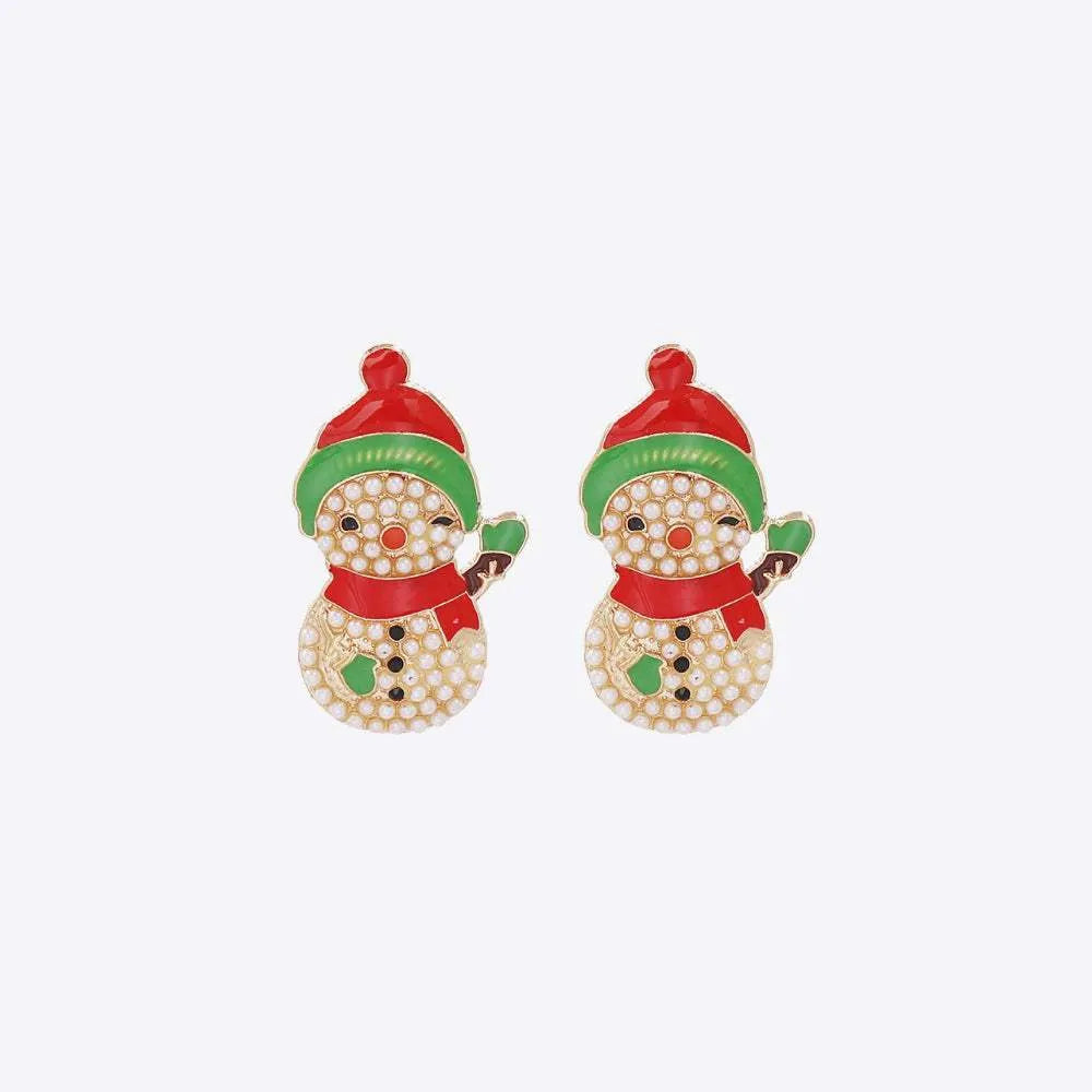 Snowman Rhinestone Alloy Earrings Multicolor One Size Earrings - Tophatter Daily Deals