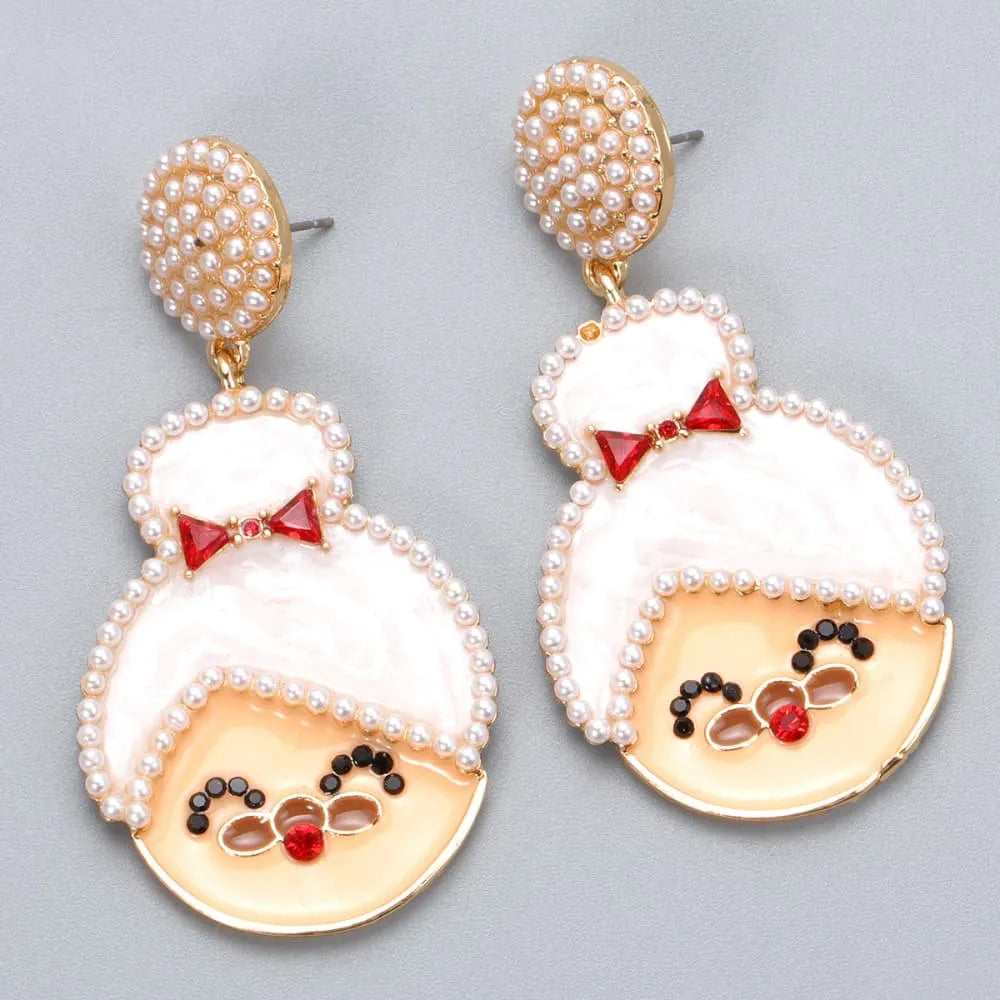 Rhinestone Alloy Mrs. Claus Earrings Earrings - Tophatter Daily Deals