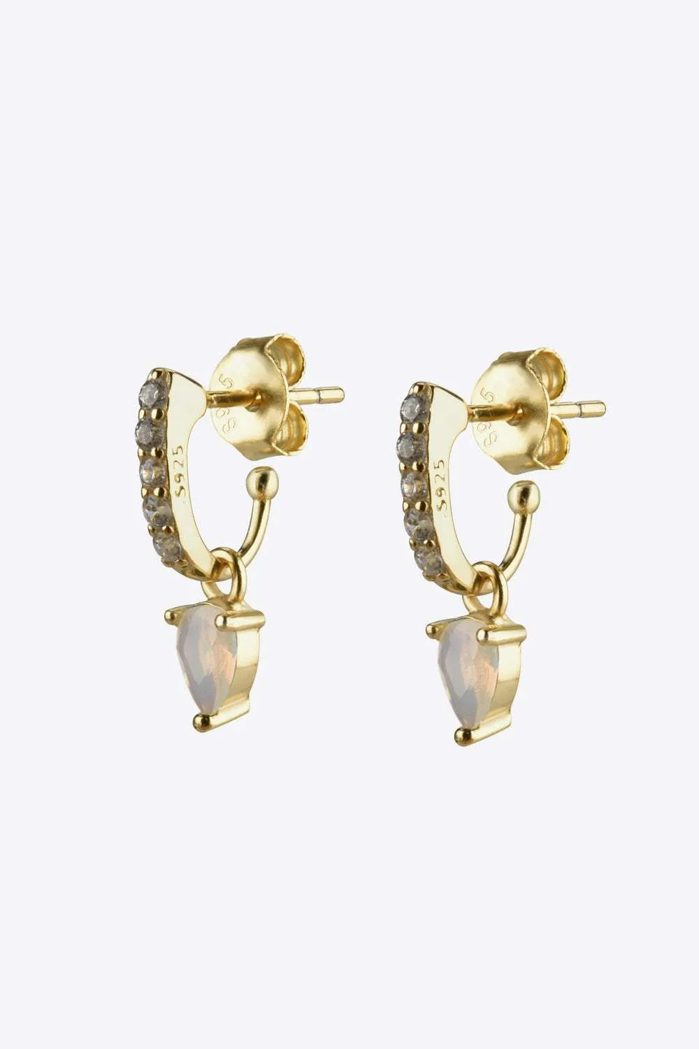 Opal 925 Sterling Silver Drop Earrings Cream One Size Earrings - Tophatter Daily Deals